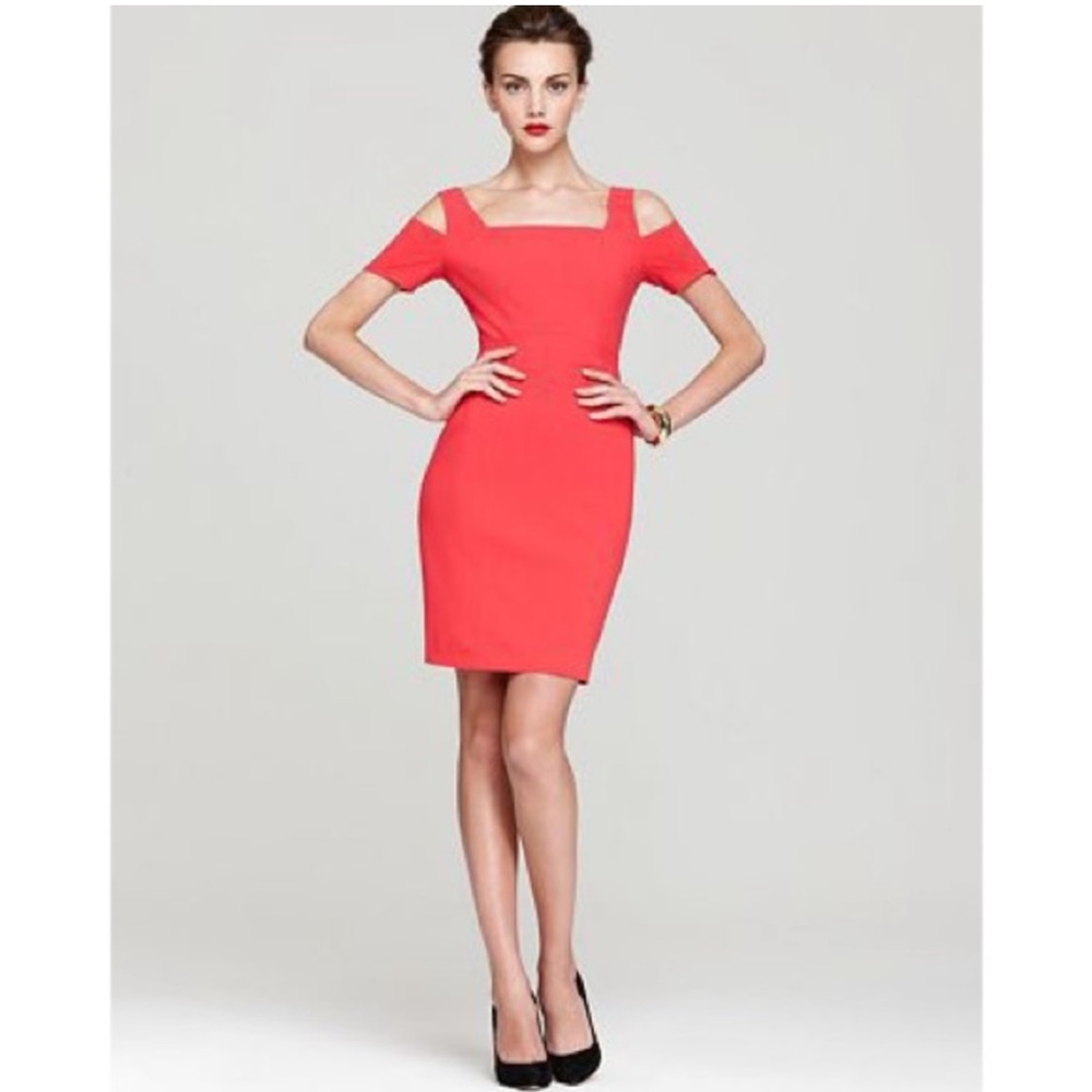 BCBGMAXAZRIA Ann Red Dress with Cut Out Shoulders